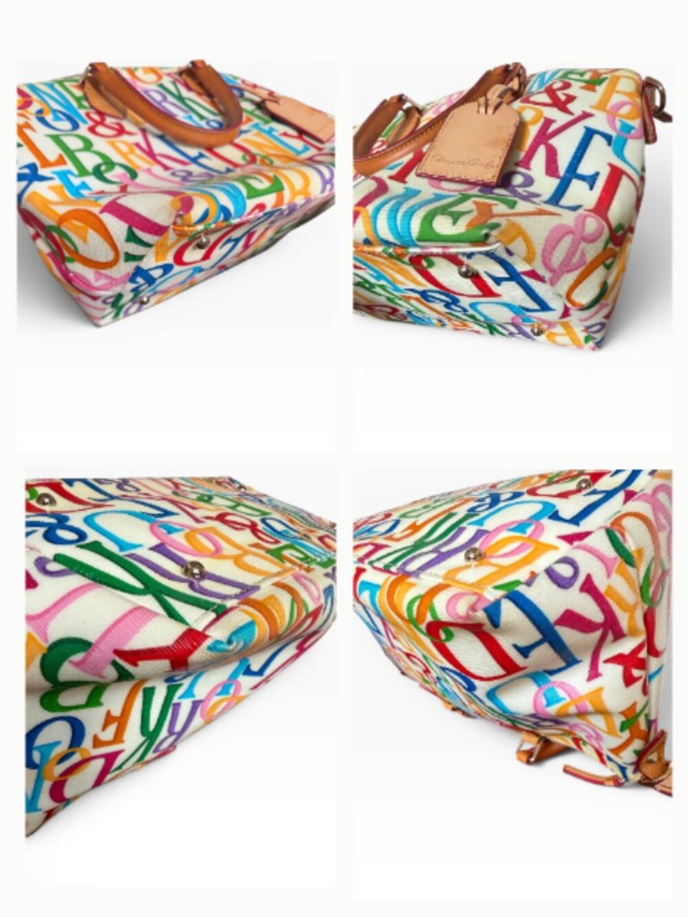Dooney & Bourke Rainbow Retro DB Grafica Satchel Crossbody Canvas Leather Large - Picture 8 of 12